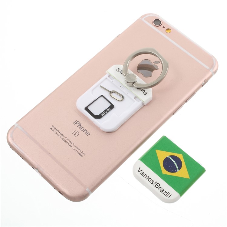 PICKOGEN Drop-resisting Ring Stand Holder Finger Grip for iPhone 6s Plus/Samsung Galaxy S7 edge - Brazilian Flag-7