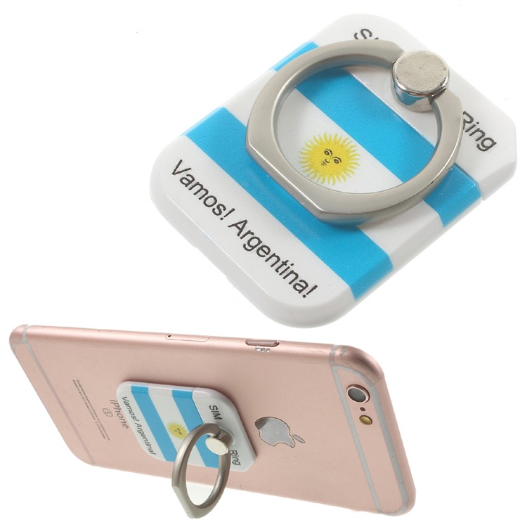 PICKOGEN Drop-resisting Ring Stand Holder Finger Grip for iPhone 6s Plus/Samsung Galaxy S7 edge - Flag of Argentina-1