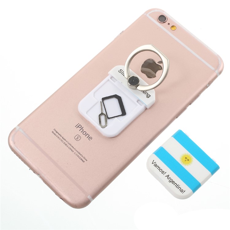 PICKOGEN Drop-resisting Ring Stand Holder Finger Grip for iPhone 6s Plus/Samsung Galaxy S7 edge - Flag of Argentina-6