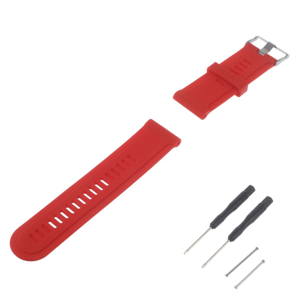 Silicone Gel Watchband + Lugs Adapters + Tools for Garmin Fenix 3 HR - Red-1