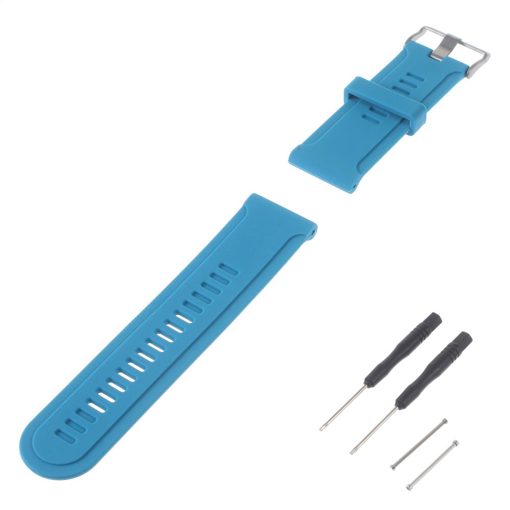For Garmin Fenix 3 HR Soft Silicone Gel Watchband + Lugs Adapters + Tools - Blue-1