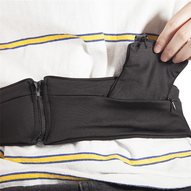 ROMIX RH26 Waist Bag Pouch with 1 Main Compartment (20.5 x 8cm) + 2 Sides Pockets (17 x 7.5cm) - Black / S&M-2