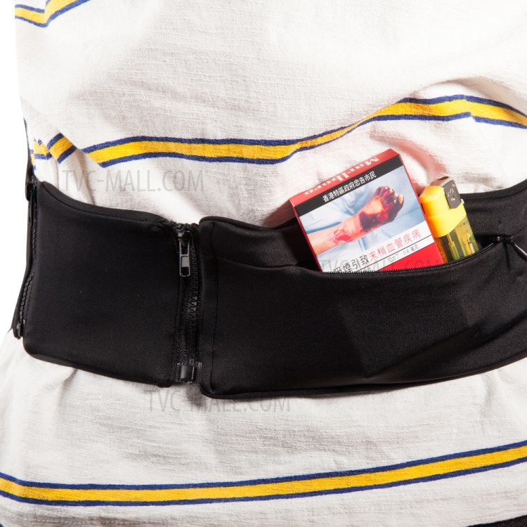 ROMIX RH26 Waist Bag Pouch with 1 Main Compartment (20.5 x 8cm) + 2 Sides Pockets (17 x 7.5cm) - Black / S&M-5
