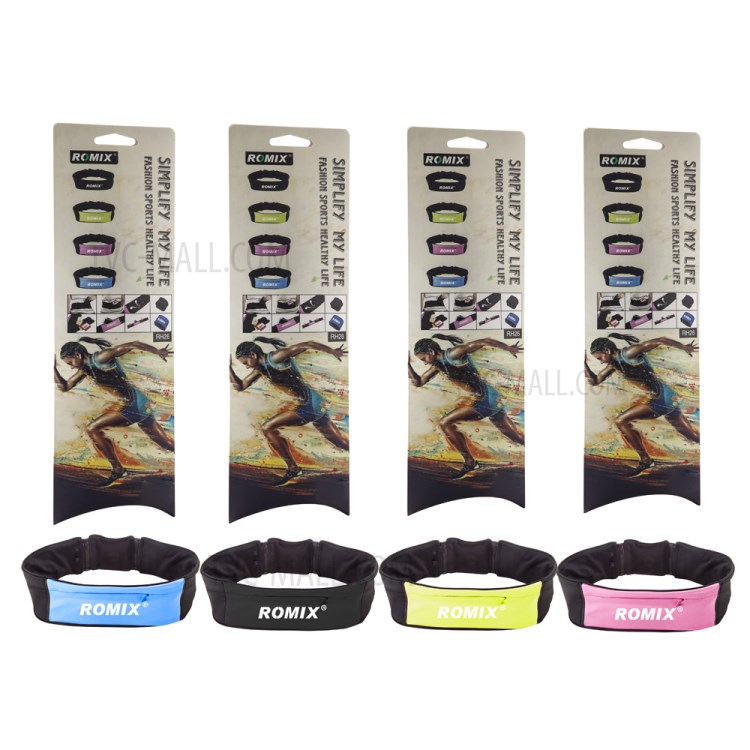ROMIX RH26 Waist Bag Pouch with 1 Main Compartment (20.5 x 8cm) + 2 Sides Pockets (17 x 7.5cm) - Black / S&M-8