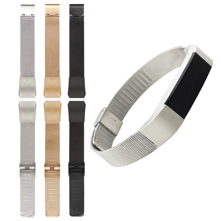 Stainless Steel Watch Band Bracelet for Fitbit Alta - Black-7