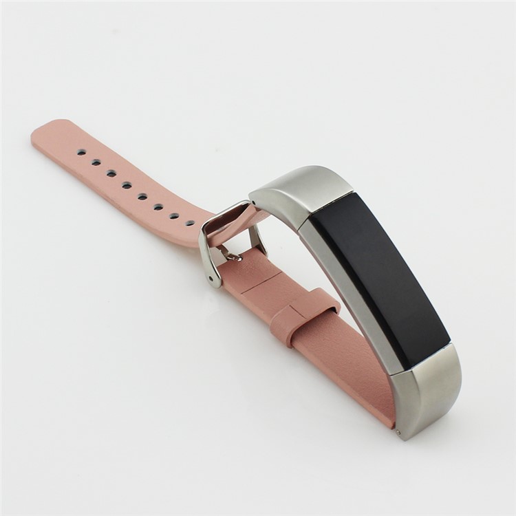 Genuine Leather Replacement Watch Band Bracelet for Fitbit Alta - Pink-5
