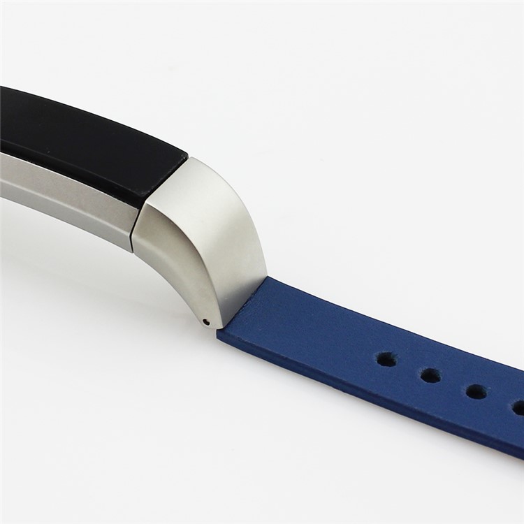 Replacement Genuine Leather Watch Band for Fitbit Alta with Watch Buckle - Dark Blue-3