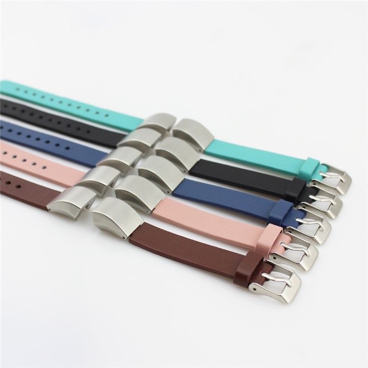 Replacement Genuine Leather Watch Band for Fitbit Alta with Watch Buckle - Dark Blue-8