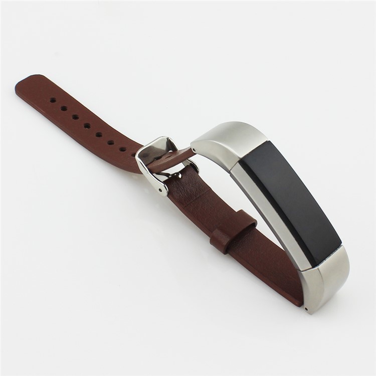 Genuine Leather Replacement Wristband for Fitbit Alta - Brown-3