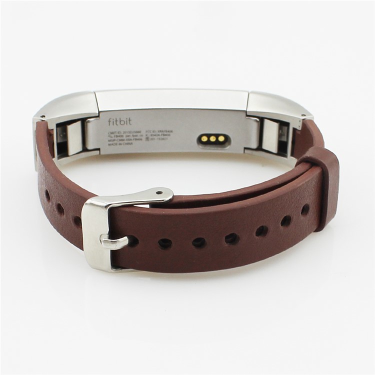 Genuine Leather Replacement Wristband for Fitbit Alta - Brown-4