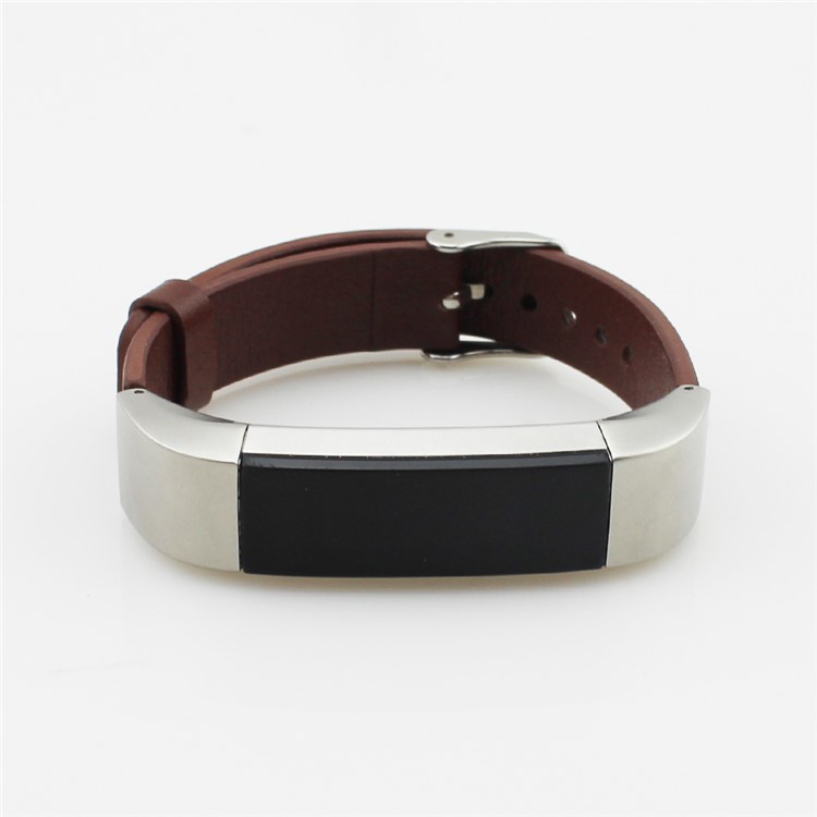Genuine Leather Replacement Wristband for Fitbit Alta - Brown-5