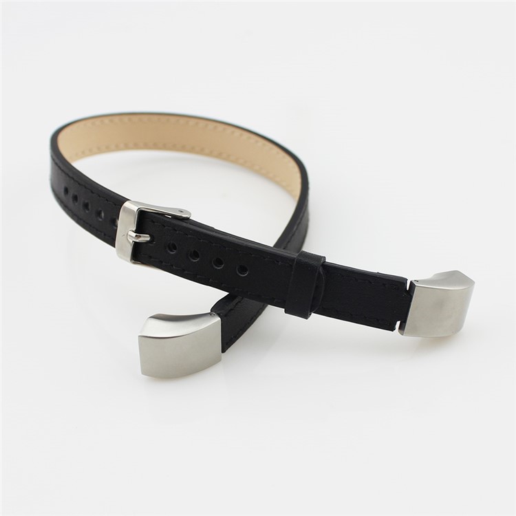Genuine Leather Double Tour Bracelet Watch Strap for Fitbit Alta - Black-4