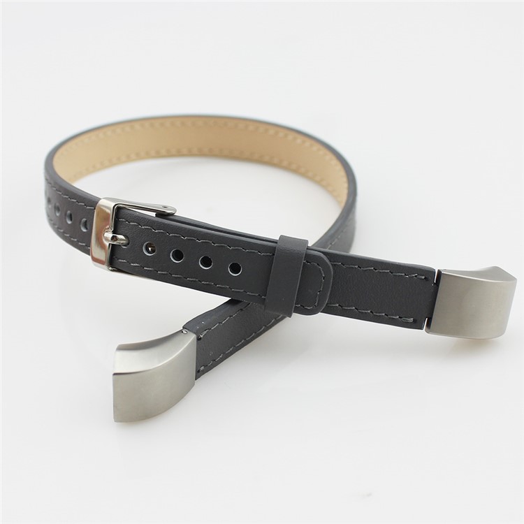 Genuine Leather Double Tour Watch Band for Fitbit Alta - Grey-4