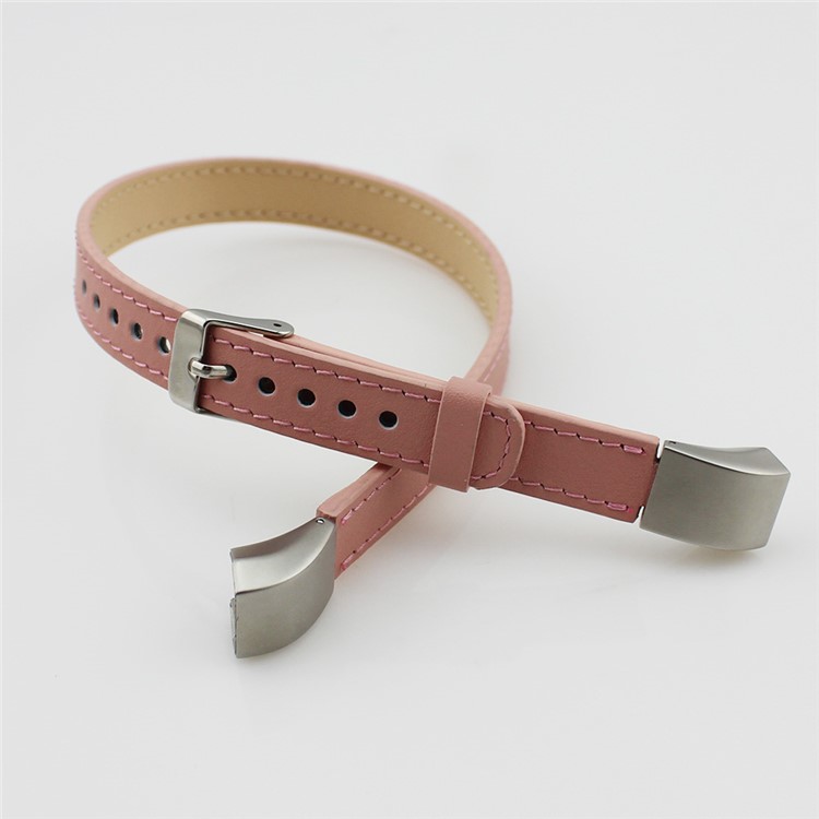 Genuine Leather Double Tour Watch Wrist Strap for Fitbit Alta - Pink-4