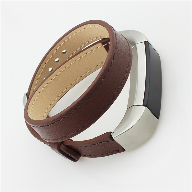 Echtleder Doppelringarmband Für Fitbit Alta - Kaffee-2