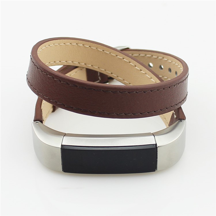 Echtleder Doppelringarmband Für Fitbit Alta - Kaffee-3