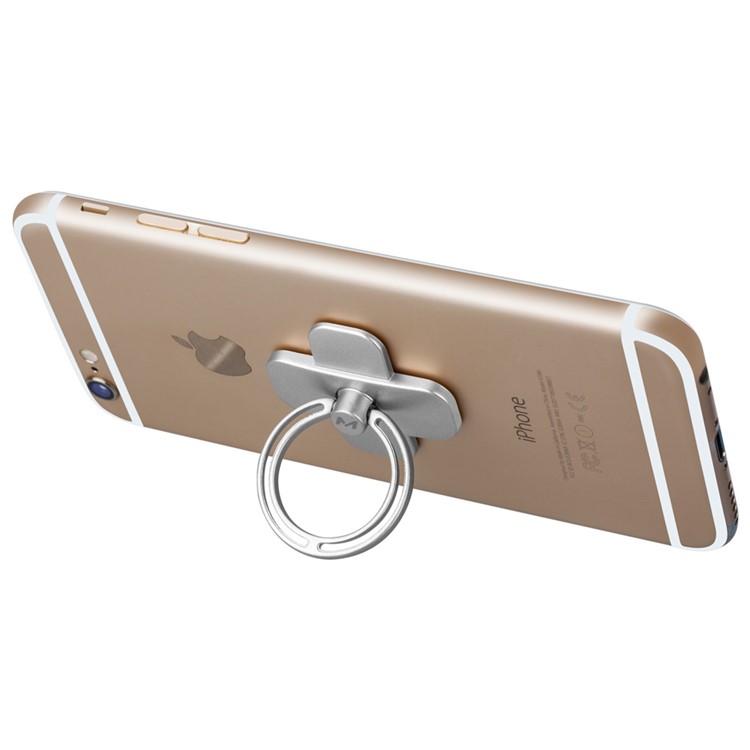 MOMAX X-RING Kickstand Finger Grip Metal Ring Holder for Smartphones - Silver Color-1