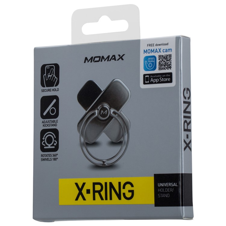 MOMAX X-RING Kickstand Finger Grip Metal Ring Holder for Smartphones - Silver Color-10