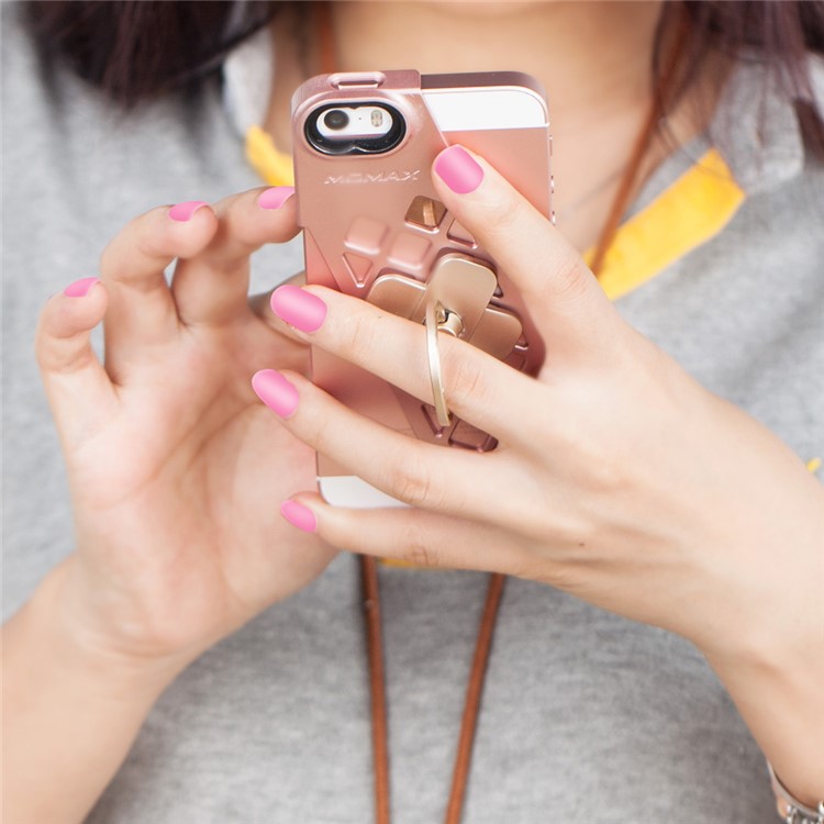 MOMAX X-RING Kickstand Finger Grip Metal Ring Holder for Smartphones - Silver Color-9