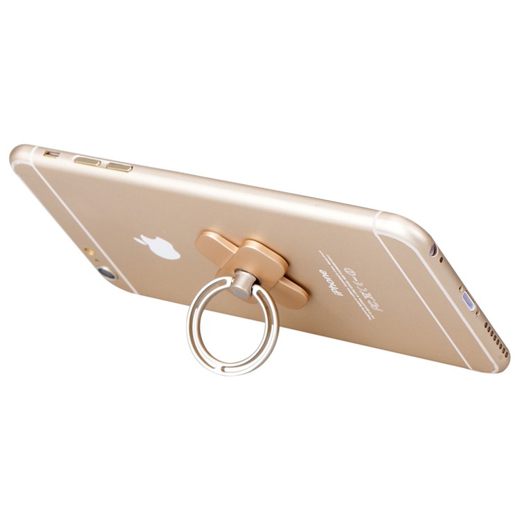 MOMAX X-RING Kickstand Metal Ring Holder Finger Grip Desktop Stand for Smartphones - Champagne Gold Color-1