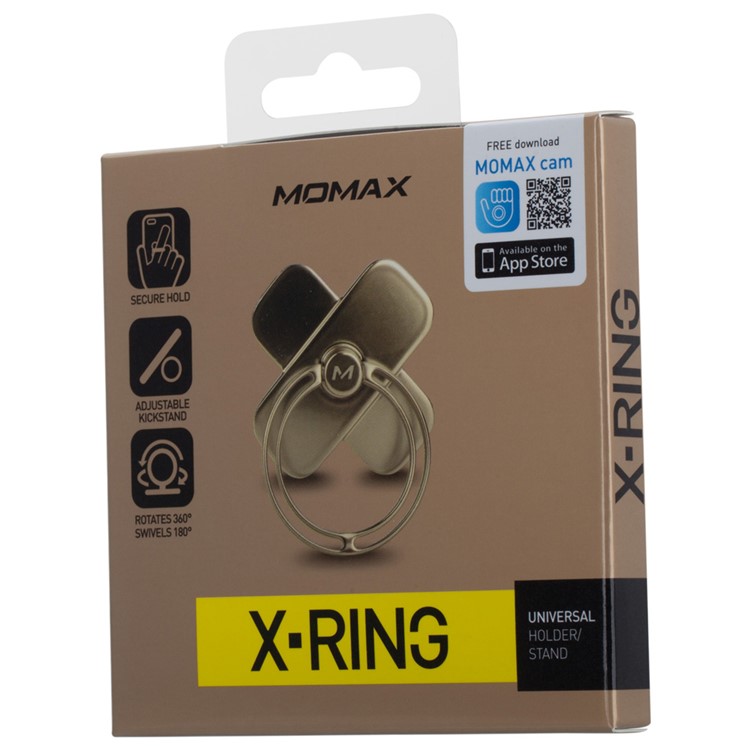 MOMAX X-RING Kickstand Metal Ring Holder Finger Grip Desktop Stand for Smartphones - Champagne Gold Color-11