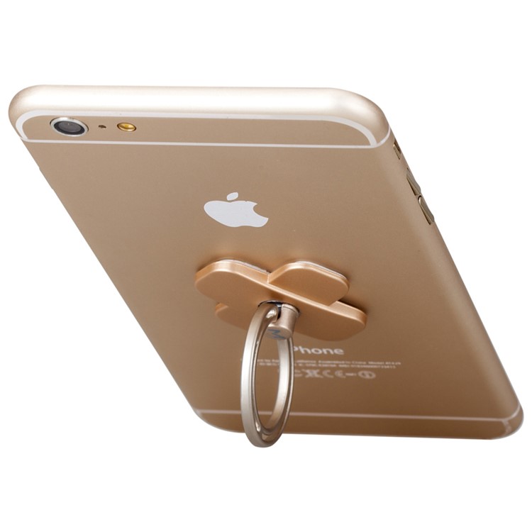MOMAX X-RING Kickstand Metal Ring Holder Finger Grip Desktop Stand for Smartphones - Champagne Gold Color-4