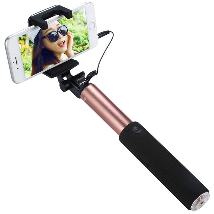 BENKS Mirror Wire Control Extendable Selfie Stick for Samsung Galaxy Note7 - Rose Gold-1
