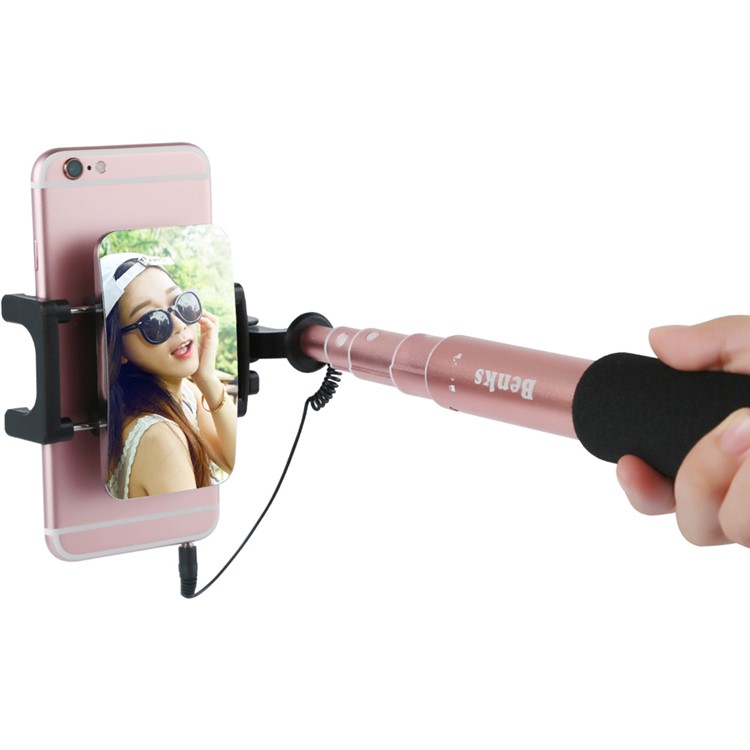 BENKS Mirror Wire Control Extendable Selfie Stick for Samsung Galaxy Note7 - Rose Gold-7