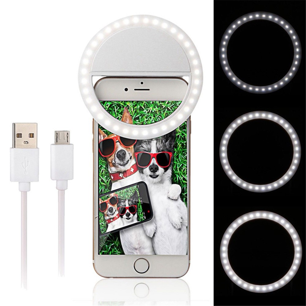 Universal Portable Clip-on 36 LED Dimmable Selfie Light Fill-in Bolso Light Spotlight - Branco