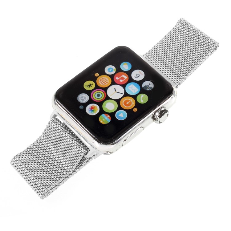 COTEETCI Fully Magnetic Closure Clasp Mesh Loop Milanese Stainless Steel Watch Band for Apple Watch Series 3 / 2 / 1 42mm - Silver Color-10