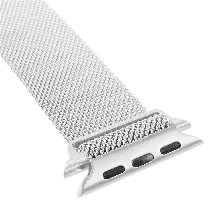 COTEETCI Fully Magnetic Closure Clasp Mesh Loop Milanese Stainless Steel Watch Band for Apple Watch Series 3 / 2 / 1 42mm - Silver Color-2