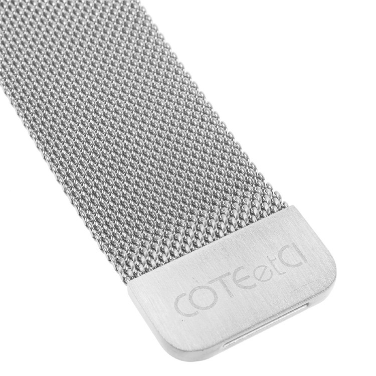 COTEETCI Fully Magnetic Closure Clasp Mesh Loop Milanese Stainless Steel Watch Band for Apple Watch Series 3 / 2 / 1 42mm - Silver Color-4