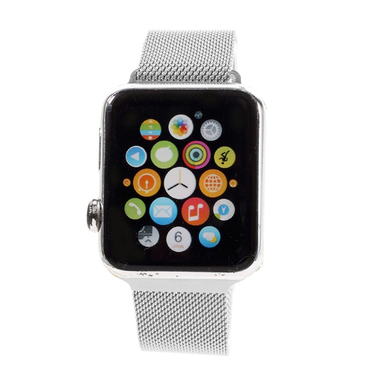 COTEETCI Fully Magnetic Closure Clasp Mesh Loop Milanese Stainless Steel Watch Band for Apple Watch Series 3 / 2 / 1 42mm - Silver Color-7