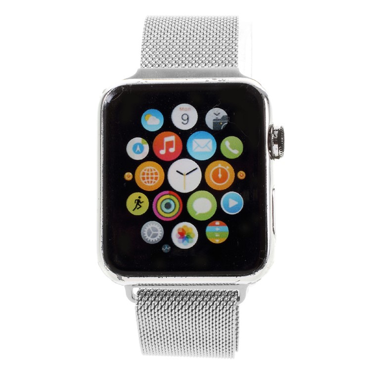 COTEETCI Fully Magnetic Closure Clasp Mesh Loop Milanese Stainless Steel Watch Band for Apple Watch Series 3 / 2 / 1 42mm - Silver Color-8