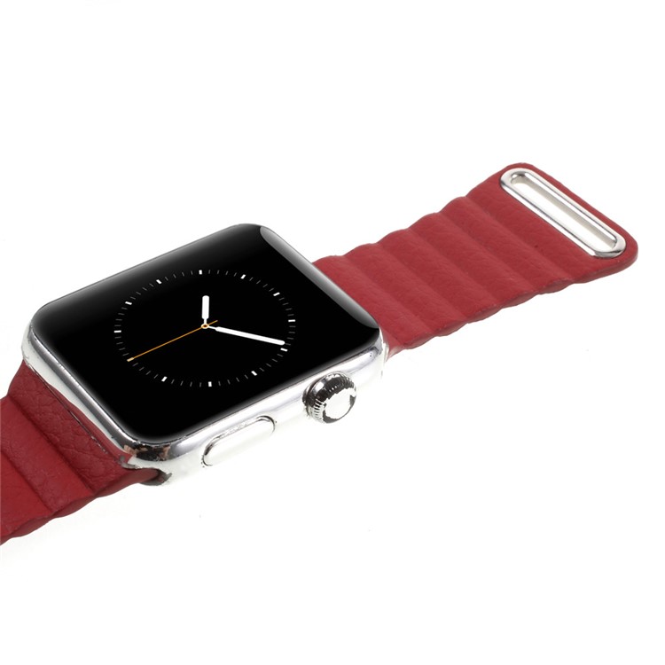 Magnetic Loop PU Leather Replacement Watchband for Apple Watch Series 3 Series 1 Series 2 38mm - Red-10