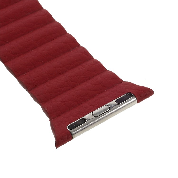 Magnetic Loop PU Leather Replacement Watchband for Apple Watch Series 3 Series 1 Series 2 38mm - Red-5