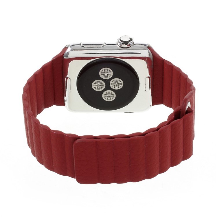 Magnetic Loop PU Leather Replacement Watchband for Apple Watch Series 3 Series 1 Series 2 38mm - Red-7