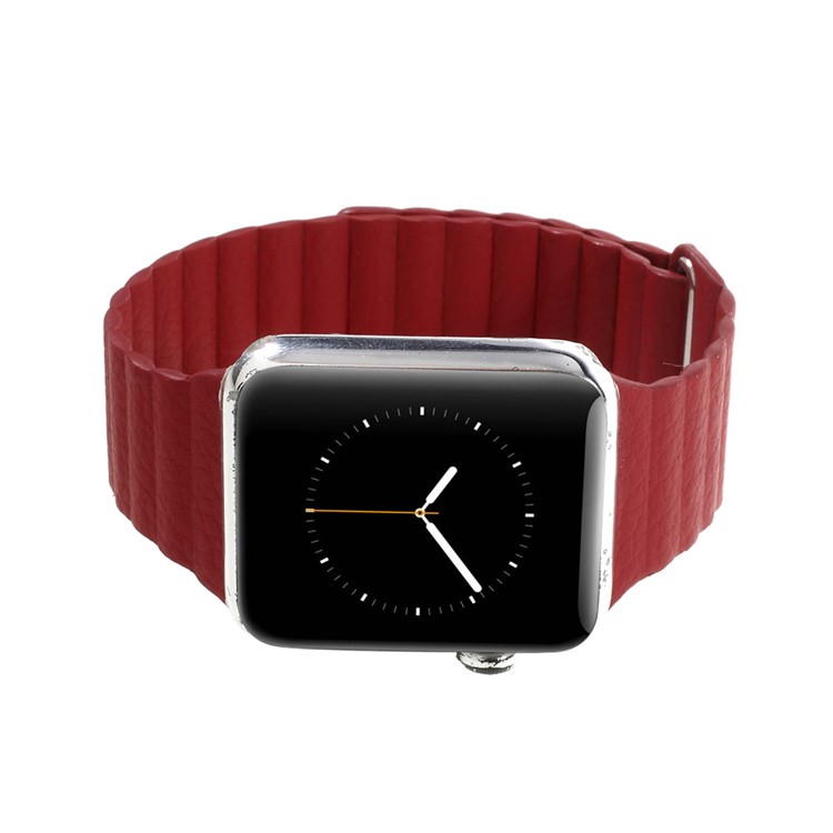 Magnetic Loop PU Leather Replacement Watchband for Apple Watch Series 3 Series 1 Series 2 38mm - Red-8