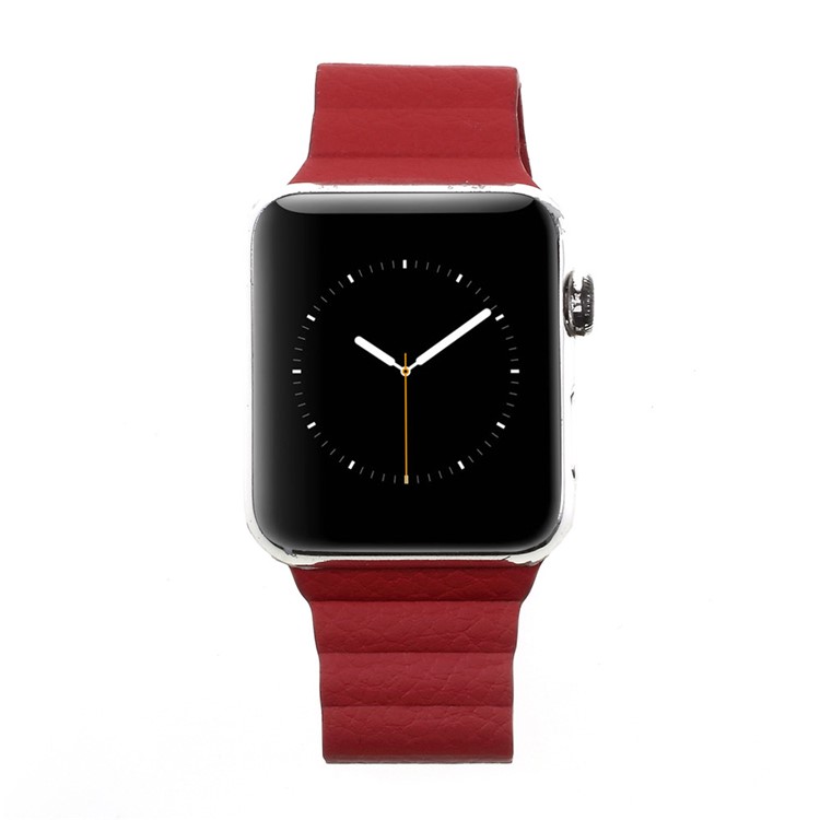 Magnetic Loop PU Leather Replacement Watchband for Apple Watch Series 3 Series 1 Series 2 38mm - Red-9