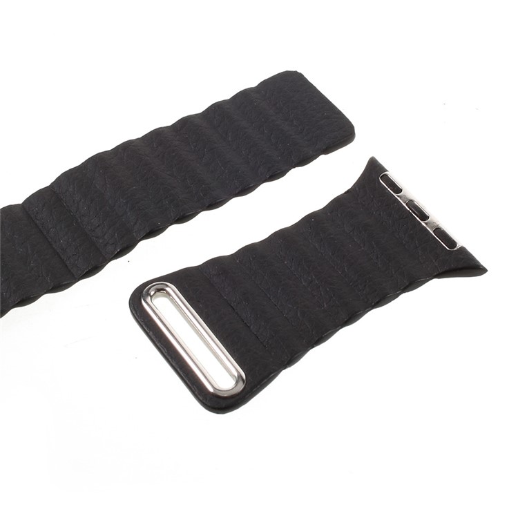 Magnetic Loop PU Leather Watch Band for Apple Watch Series 3 Series 2 Series 1 42mm - Black-2