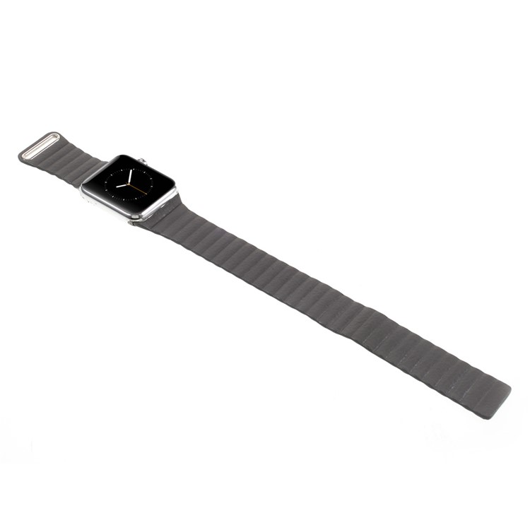 Magnetic Loop PU Leather Watchband for Apple Watch Series 3 Series 2 Series 1 42mm - Dark Grey-3