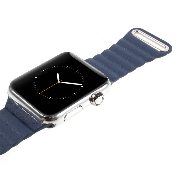 Magnetic Loop PU Leather Wrist Watch Band for Apple Watch Series 4 44mm / Series 3 / 2 / 1 42mm - Dark Blue-11