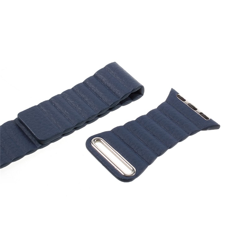 Magnetic Loop PU Leather Wrist Watch Band for Apple Watch Series 4 44mm / Series 3 / 2 / 1 42mm - Dark Blue-2