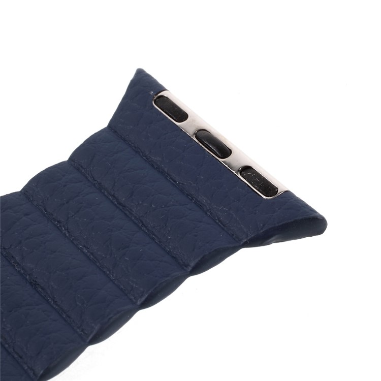 Magnetic Loop PU Leather Wrist Watch Band for Apple Watch Series 4 44mm / Series 3 / 2 / 1 42mm - Dark Blue-4