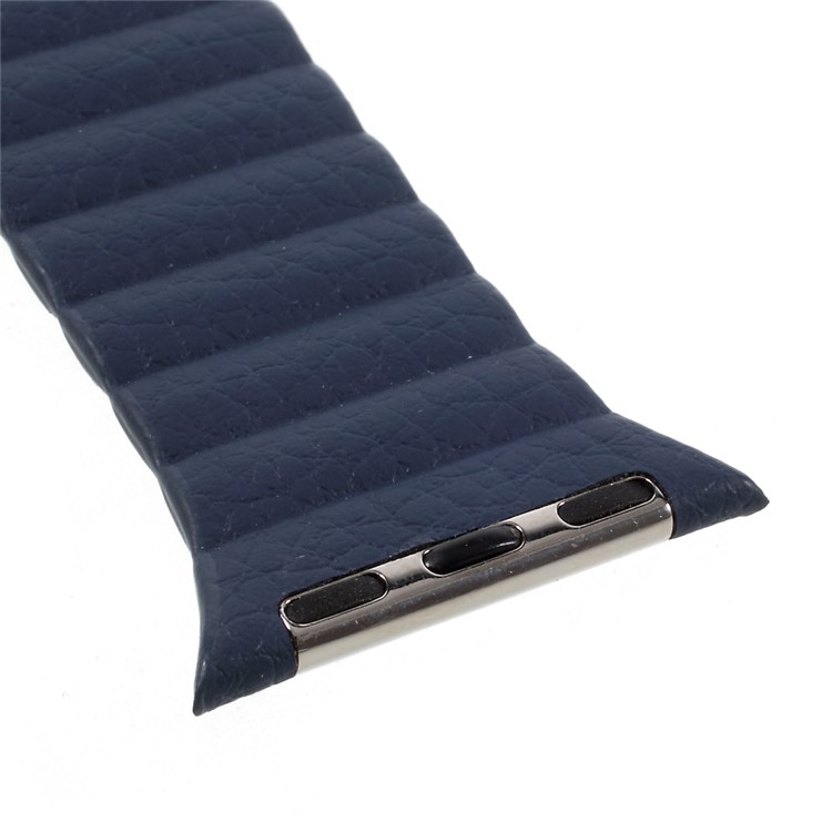 Magnetic Loop PU Leather Wrist Watch Band for Apple Watch Series 4 44mm / Series 3 / 2 / 1 42mm - Dark Blue-5