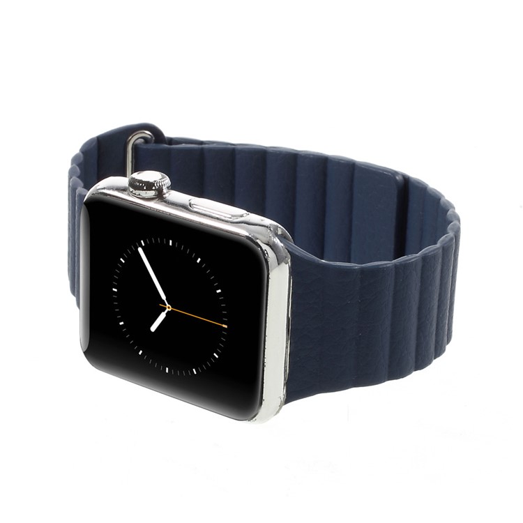 Magnetic Loop PU Leather Wrist Watch Band for Apple Watch Series 4 44mm / Series 3 / 2 / 1 42mm - Dark Blue-8