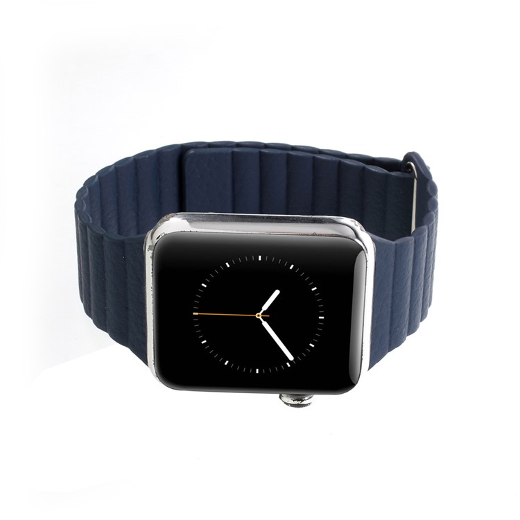 Magnetic Loop PU Leather Wrist Watch Band for Apple Watch Series 4 44mm / Series 3 / 2 / 1 42mm - Dark Blue-9