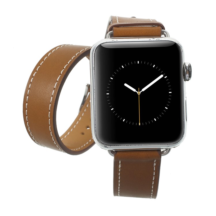Für Apple Watch Series 3/2/1 38mm Klassisches Art-echtes Leder-Uhrenarmband - Braun-2