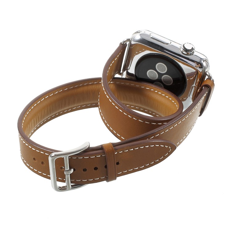Für Apple Watch Series 3/2/1 38mm Klassisches Art-echtes Leder-Uhrenarmband - Braun-3