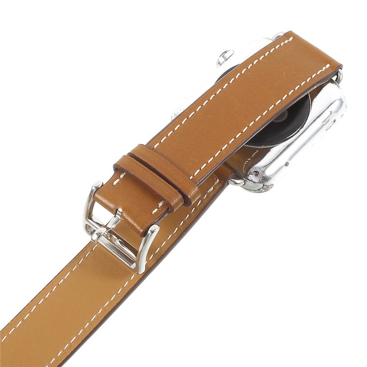 Für Apple Watch Series 3/2/1 38mm Klassisches Art-echtes Leder-Uhrenarmband - Braun-6